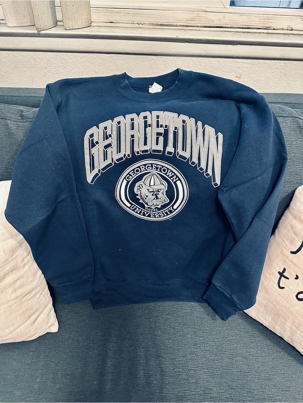 Vintage Y2K Georgetown Hoyas Georgetown University Navy Blue Pullover Sweatshirt